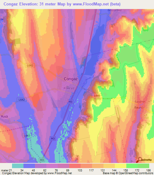 Congaz,Moldova Elevation Map