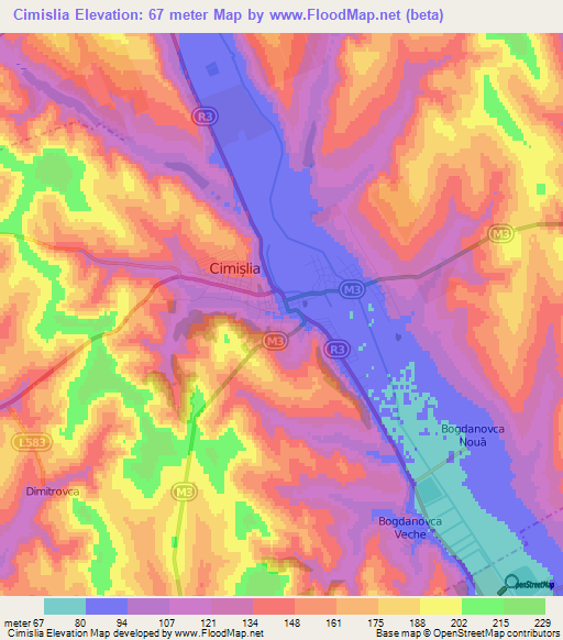 Cimislia,Moldova Elevation Map