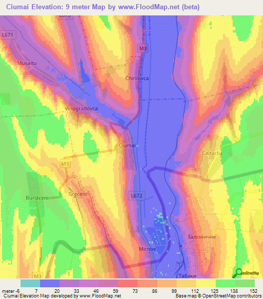 Ciumai,Moldova Elevation Map