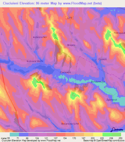 Ciuciuieni,Moldova Elevation Map