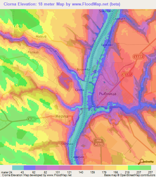 Ciorna,Moldova Elevation Map