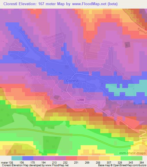 Cioresti,Moldova Elevation Map