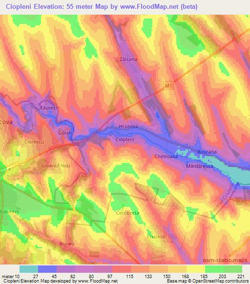 Ciopleni,Moldova Elevation Map