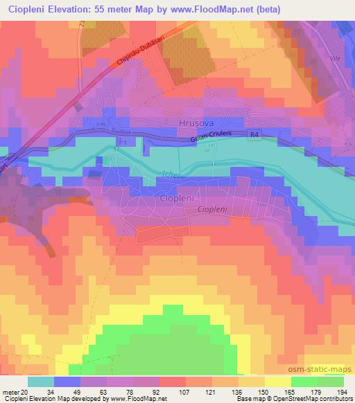 Ciopleni,Moldova Elevation Map