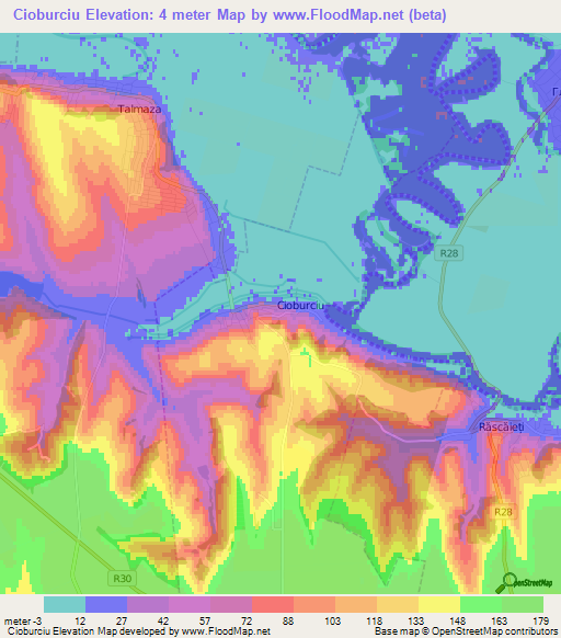 Cioburciu,Moldova Elevation Map