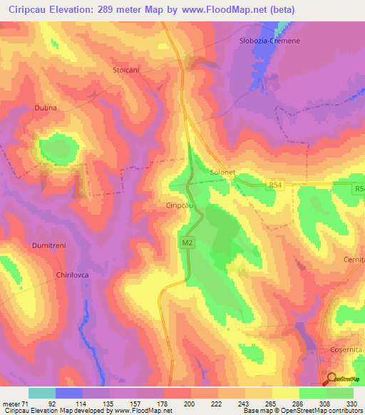 Ciripcau,Moldova Elevation Map