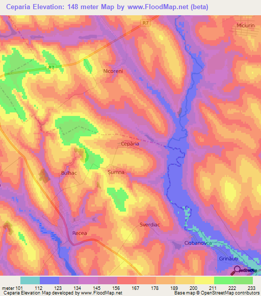 Ceparia,Moldova Elevation Map