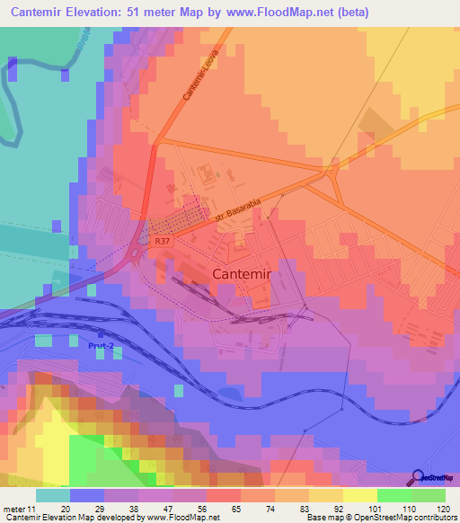 Cantemir,Moldova Elevation Map