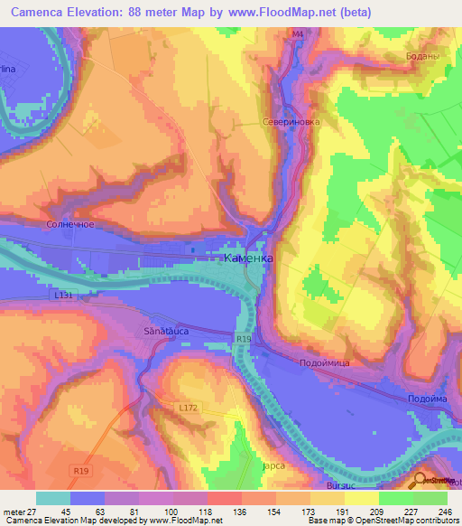 Camenca,Moldova Elevation Map