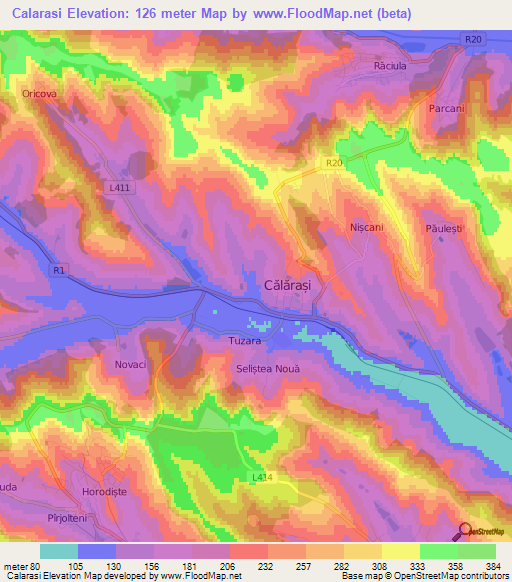 Calarasi,Moldova Elevation Map