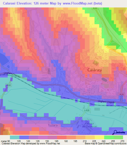 Calarasi,Moldova Elevation Map