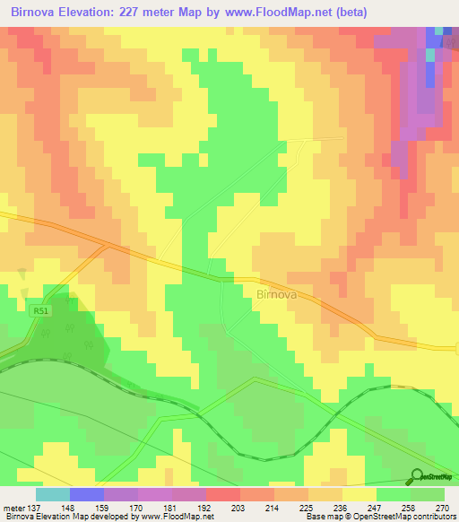 Birnova,Moldova Elevation Map