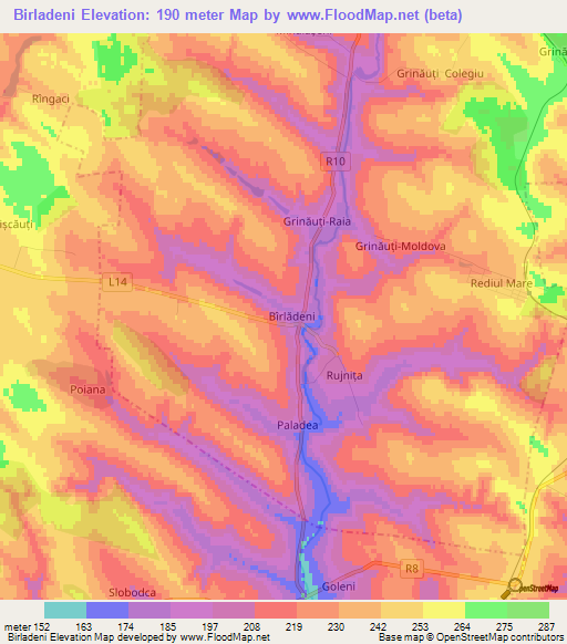 Birladeni,Moldova Elevation Map