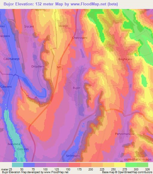 Bujor,Moldova Elevation Map