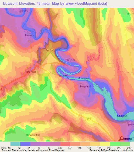 Butuceni,Moldova Elevation Map