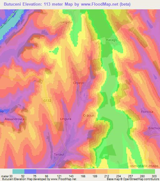 Butuceni,Moldova Elevation Map