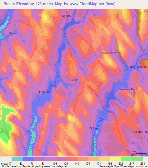 Busila,Moldova Elevation Map