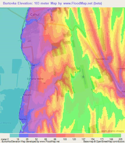 Burtovka,Moldova Elevation Map