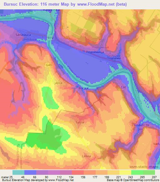 Bursuc,Moldova Elevation Map