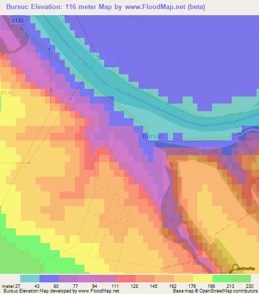 Bursuc,Moldova Elevation Map