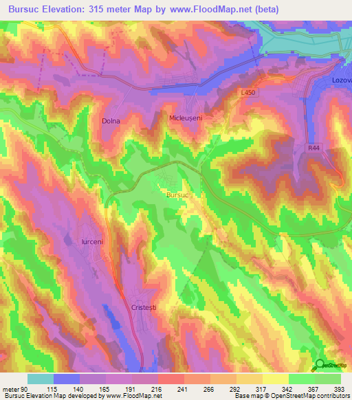 Bursuc,Moldova Elevation Map