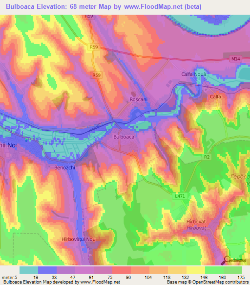 Bulboaca,Moldova Elevation Map