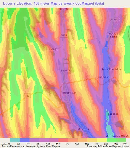 Bucuria,Moldova Elevation Map