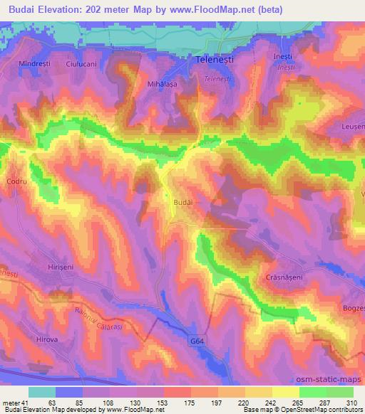 Budai,Moldova Elevation Map