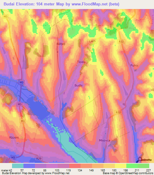 Budai,Moldova Elevation Map