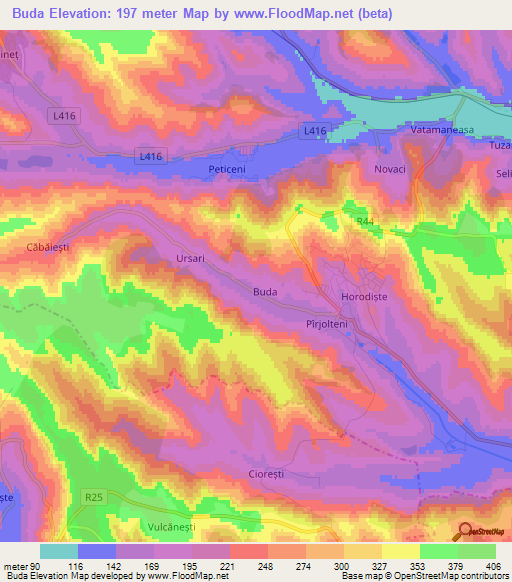 Buda,Moldova Elevation Map