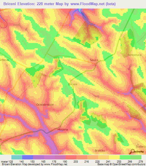 Briceni,Moldova Elevation Map