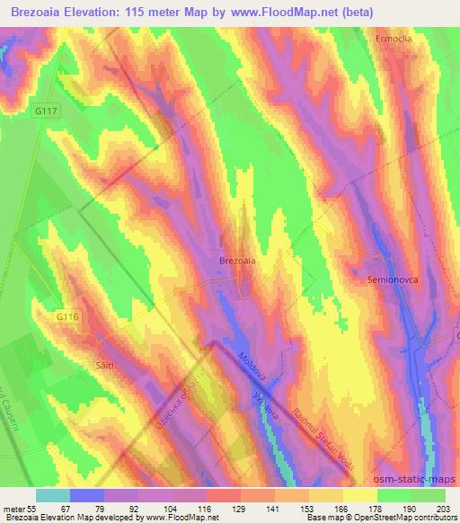 Brezoaia,Moldova Elevation Map