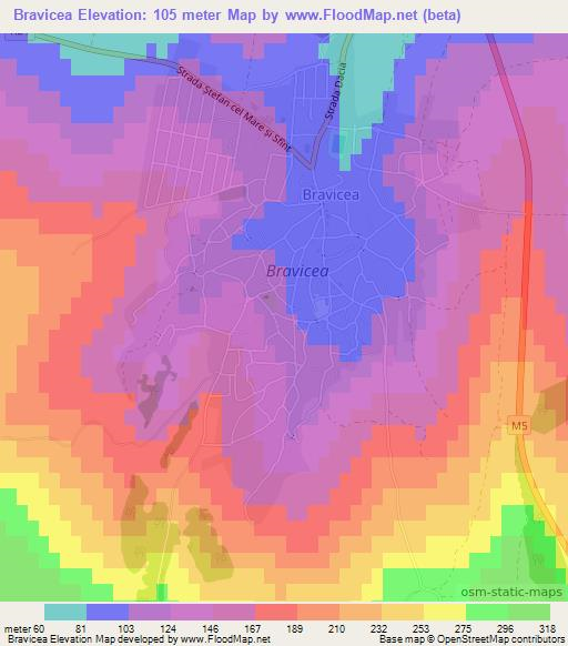 Bravicea,Moldova Elevation Map