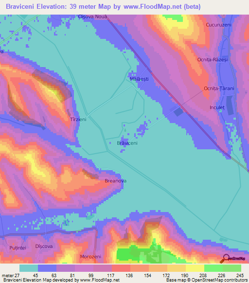 Braviceni,Moldova Elevation Map