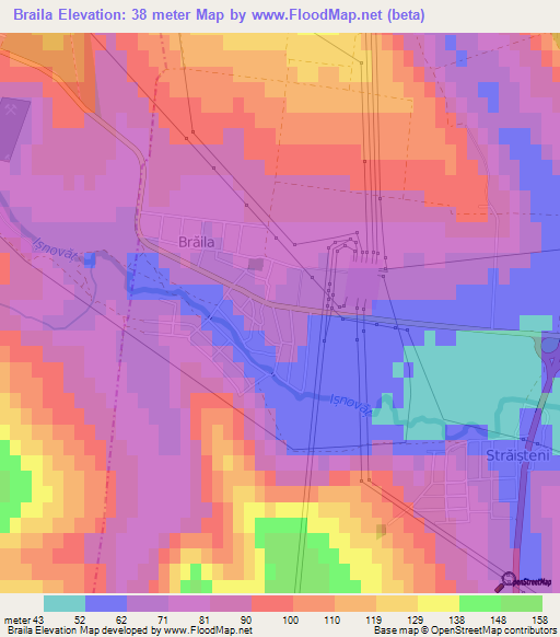 Braila,Moldova Elevation Map