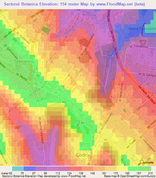 Sectorul Botanica,Moldova Elevation Map