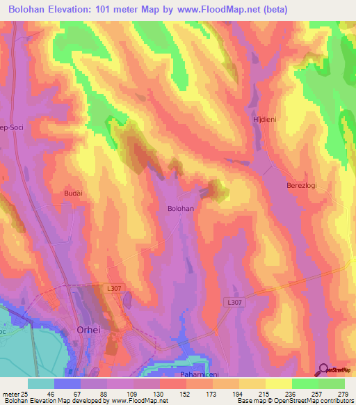 Bolohan,Moldova Elevation Map