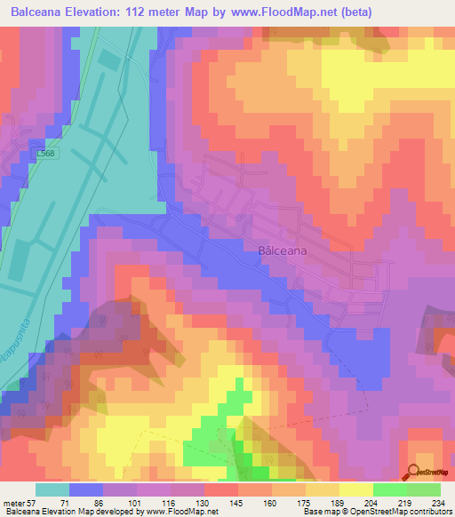 Balceana,Moldova Elevation Map