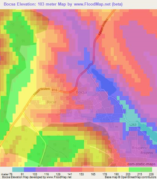 Bocsa,Moldova Elevation Map