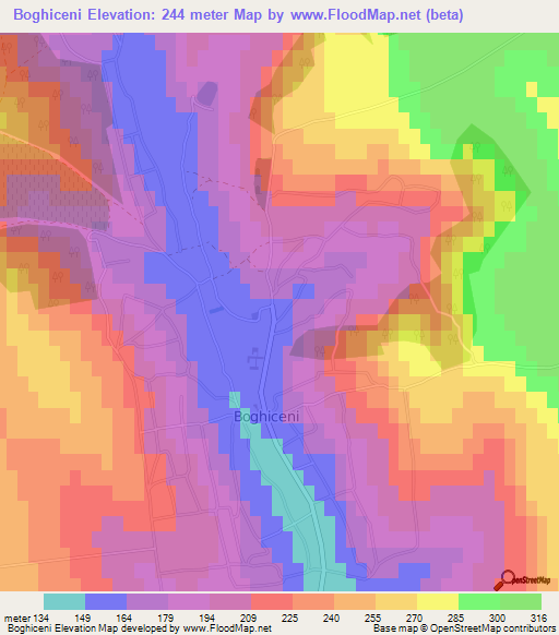 Boghiceni,Moldova Elevation Map