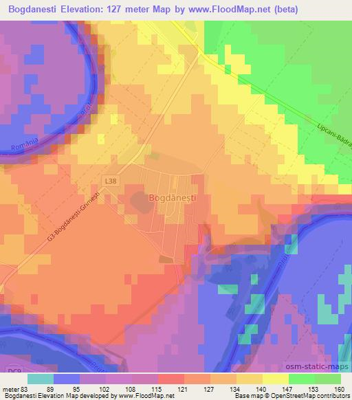 Bogdanesti,Moldova Elevation Map