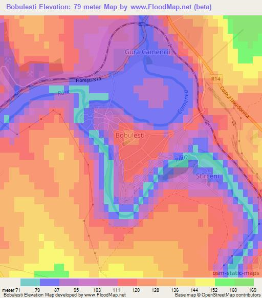 Bobulesti,Moldova Elevation Map