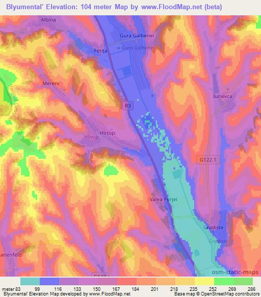 Blyumental',Moldova Elevation Map