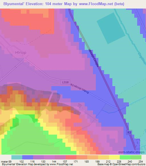 Blyumental',Moldova Elevation Map