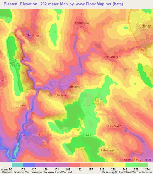 Blesteni,Moldova Elevation Map