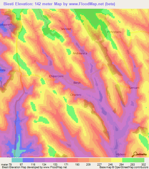 Biesti,Moldova Elevation Map