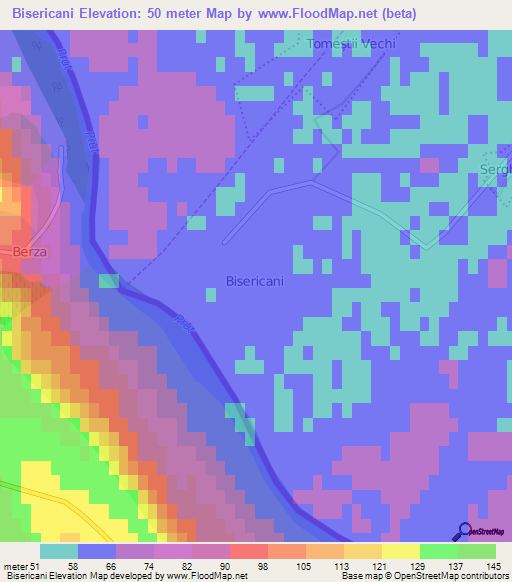 Bisericani,Moldova Elevation Map