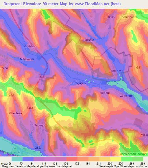 Draguseni,Moldova Elevation Map