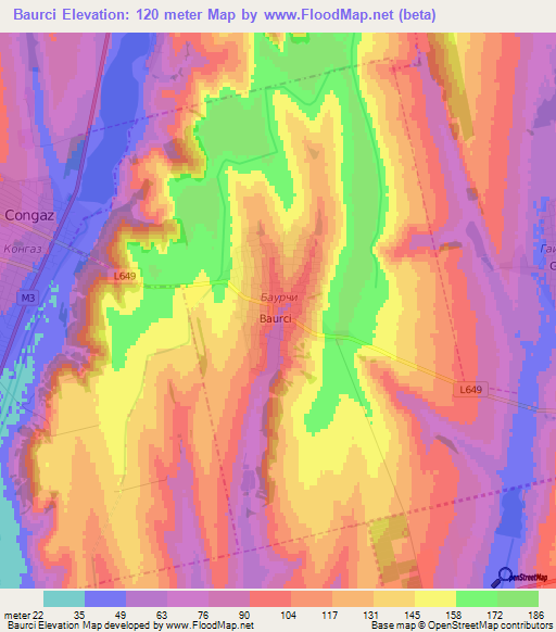 Baurci,Moldova Elevation Map