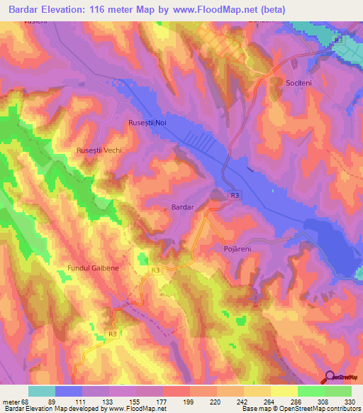 Bardar,Moldova Elevation Map